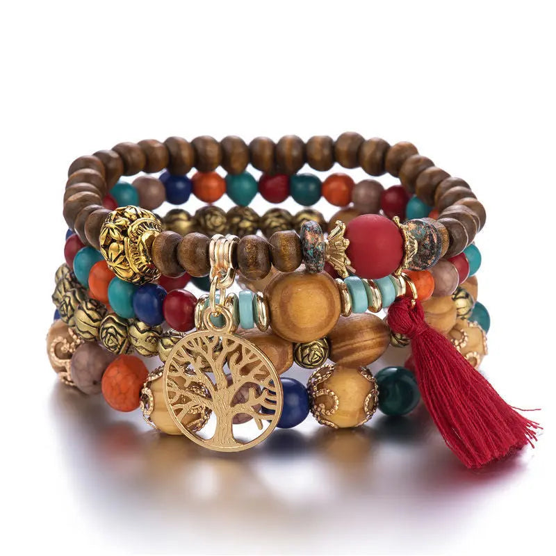 Multi-layer Wooden Bead Beaded Bracelet Elastic Bracelet - Norellé