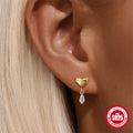 Loving Heart In Sterling Silver Horse Eye Zircon Pendant Earrings - Norellé