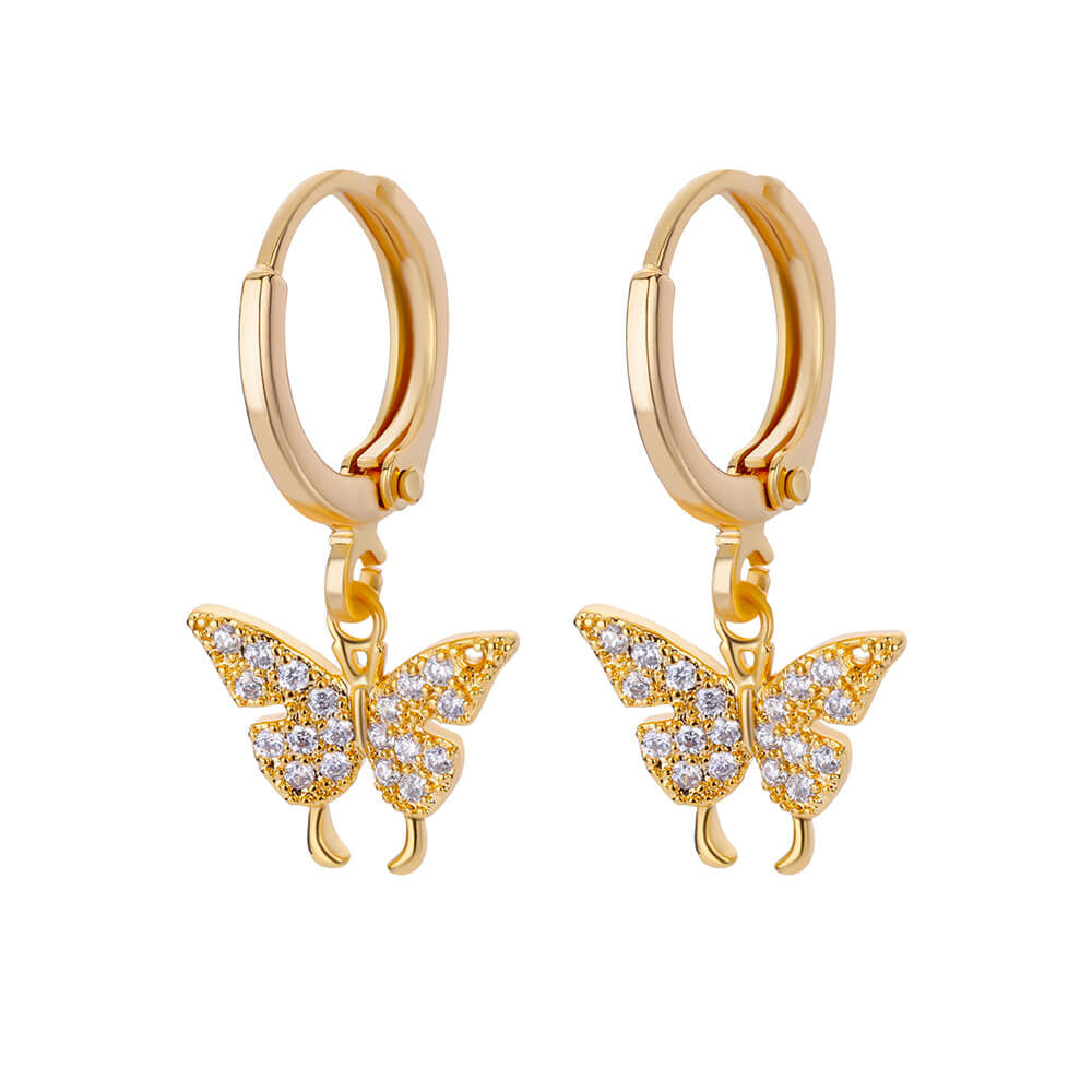 Diamond Butterfly Titanium Steel Ear Clip Women’s Light Luxury Accessories - E3812G - electronic accessories