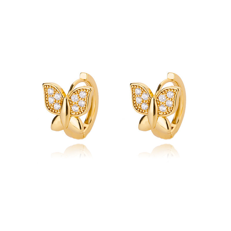 Diamond Butterfly Titanium Steel Ear Clip Women’s Light Luxury Accessories - E2300G3 - electronic accessories