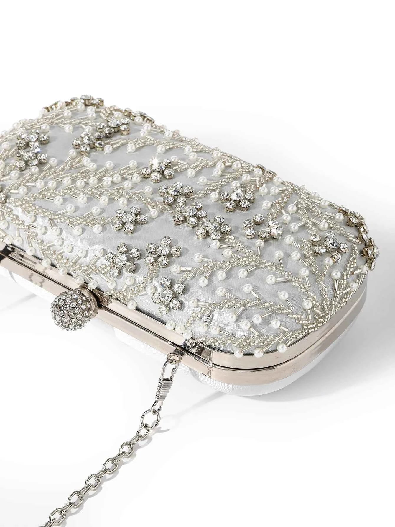 Diamond-studded Rhinestones Beaded Flower Pattern Bag