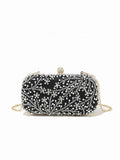 Diamond-studded Rhinestones Beaded Flower Pattern Bag