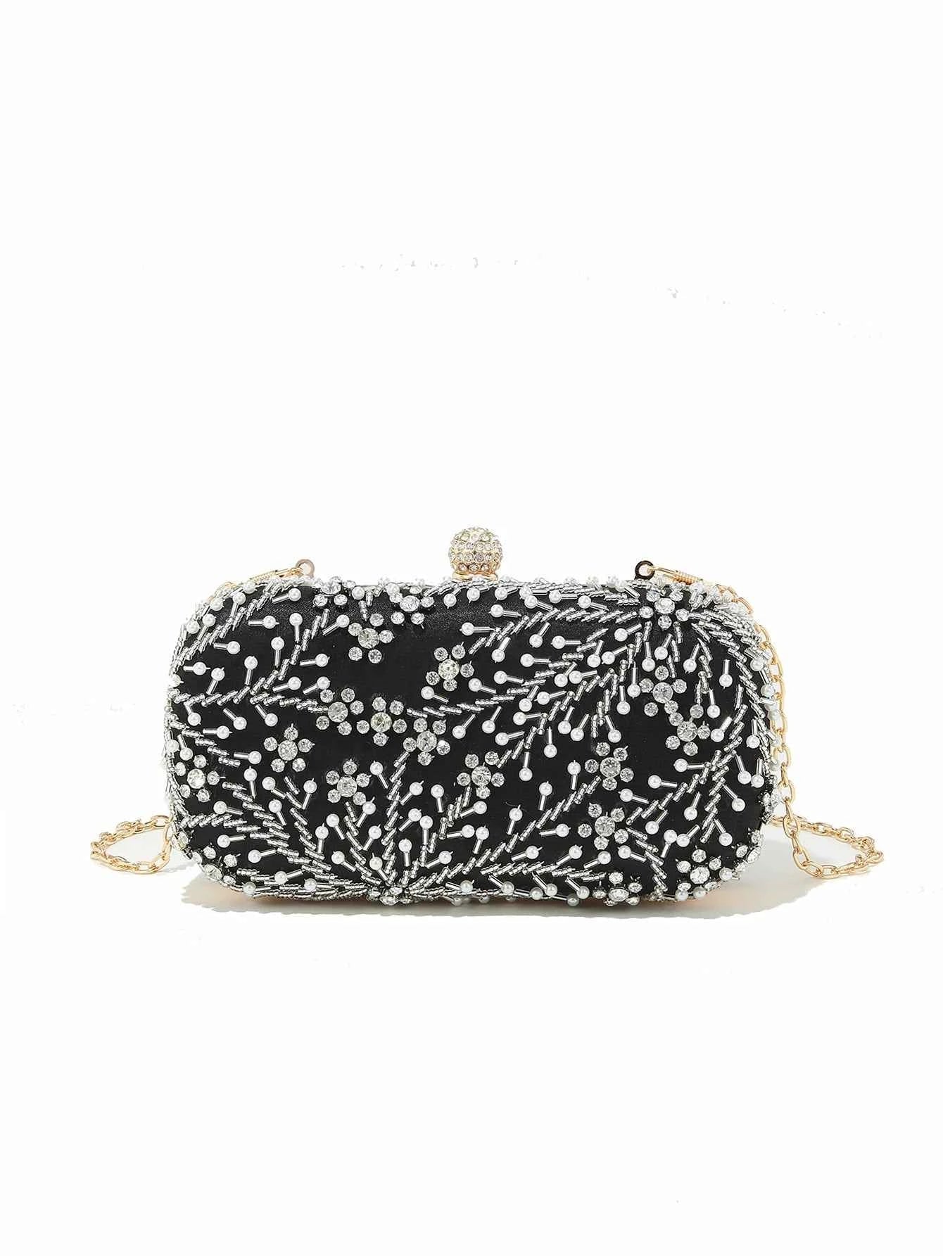 Diamond-studded Rhinestones Beaded Flower Pattern Bag