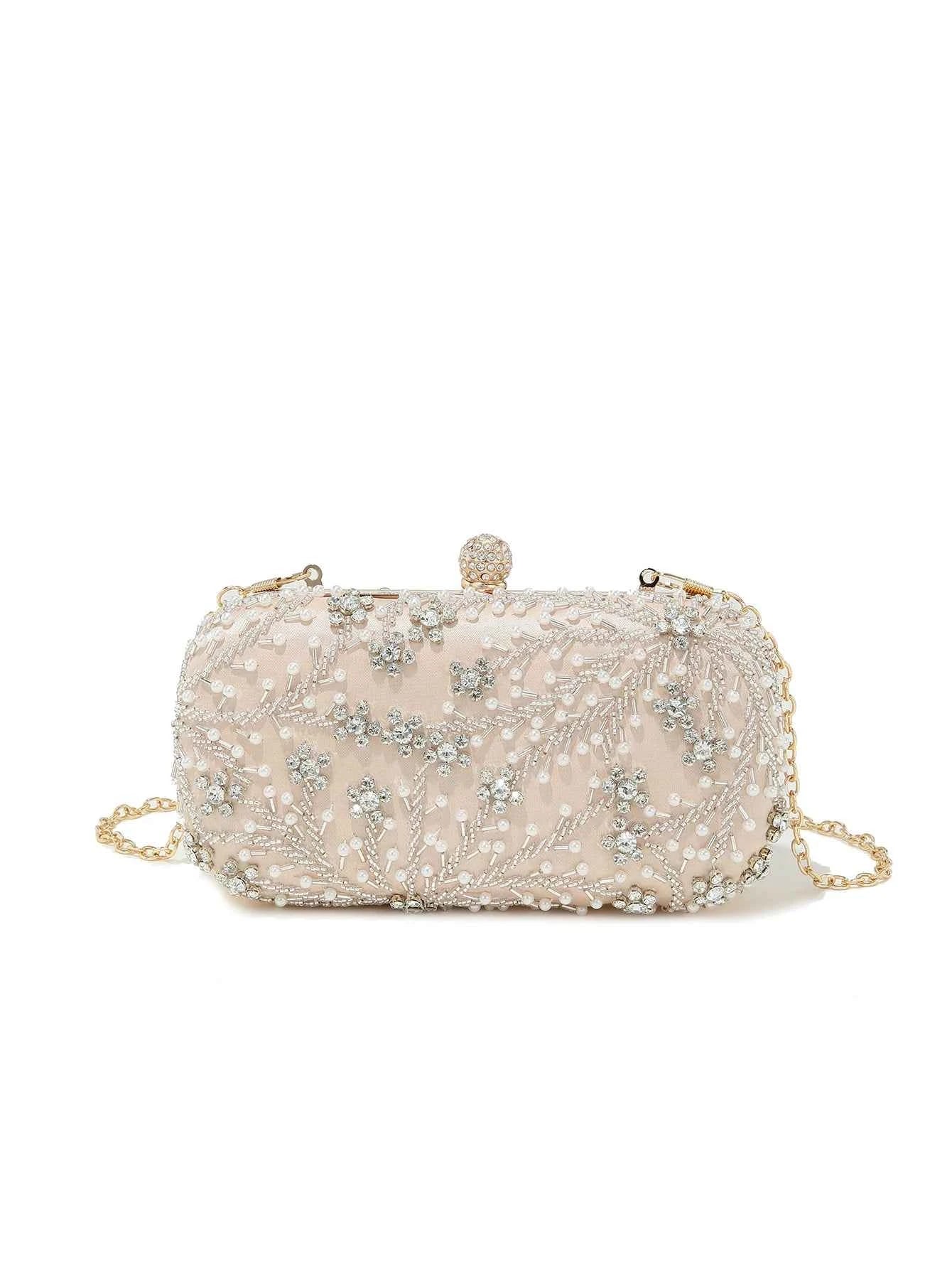 Diamond-studded Rhinestones Beaded Flower Pattern Bag