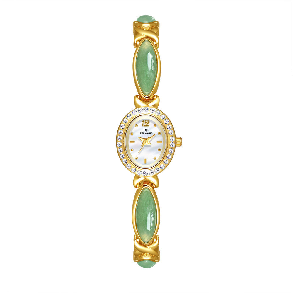 Dongling Stone Hetian Jade Chain Watch - Aventurine Gold And White - electronic accessories