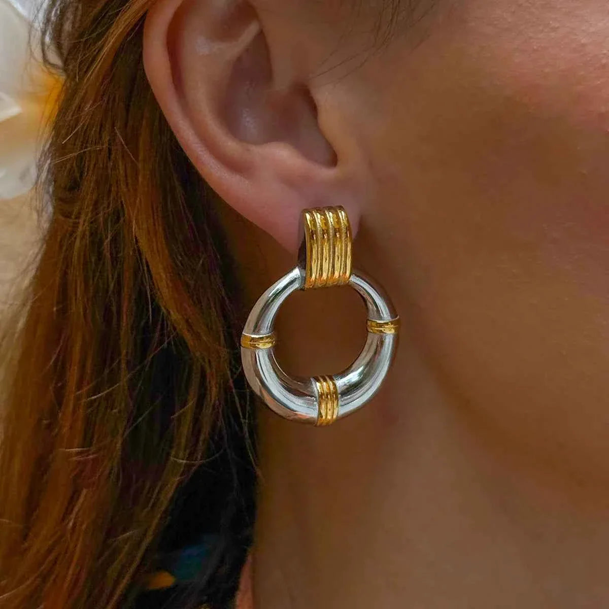 Double Hoop Stud Earrings