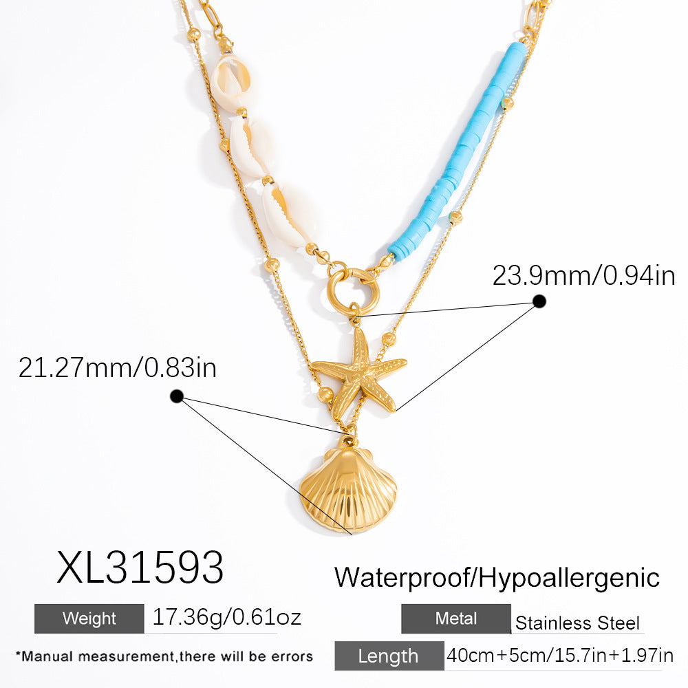 Double-layer Twin Titanium Steel Color-preserving Clavicle Chain - XL31593 - electronic accessories