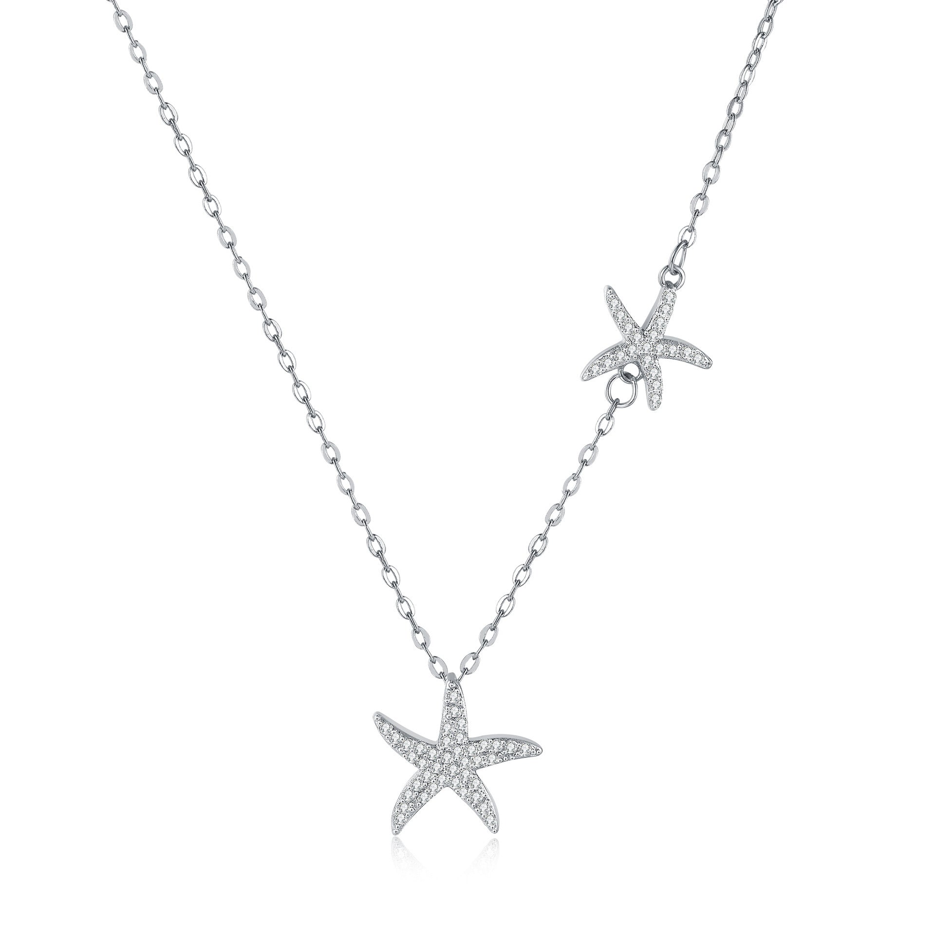 Double Starfish Full Diamond Necklace Female Fashion Special-interest - electronic accessories