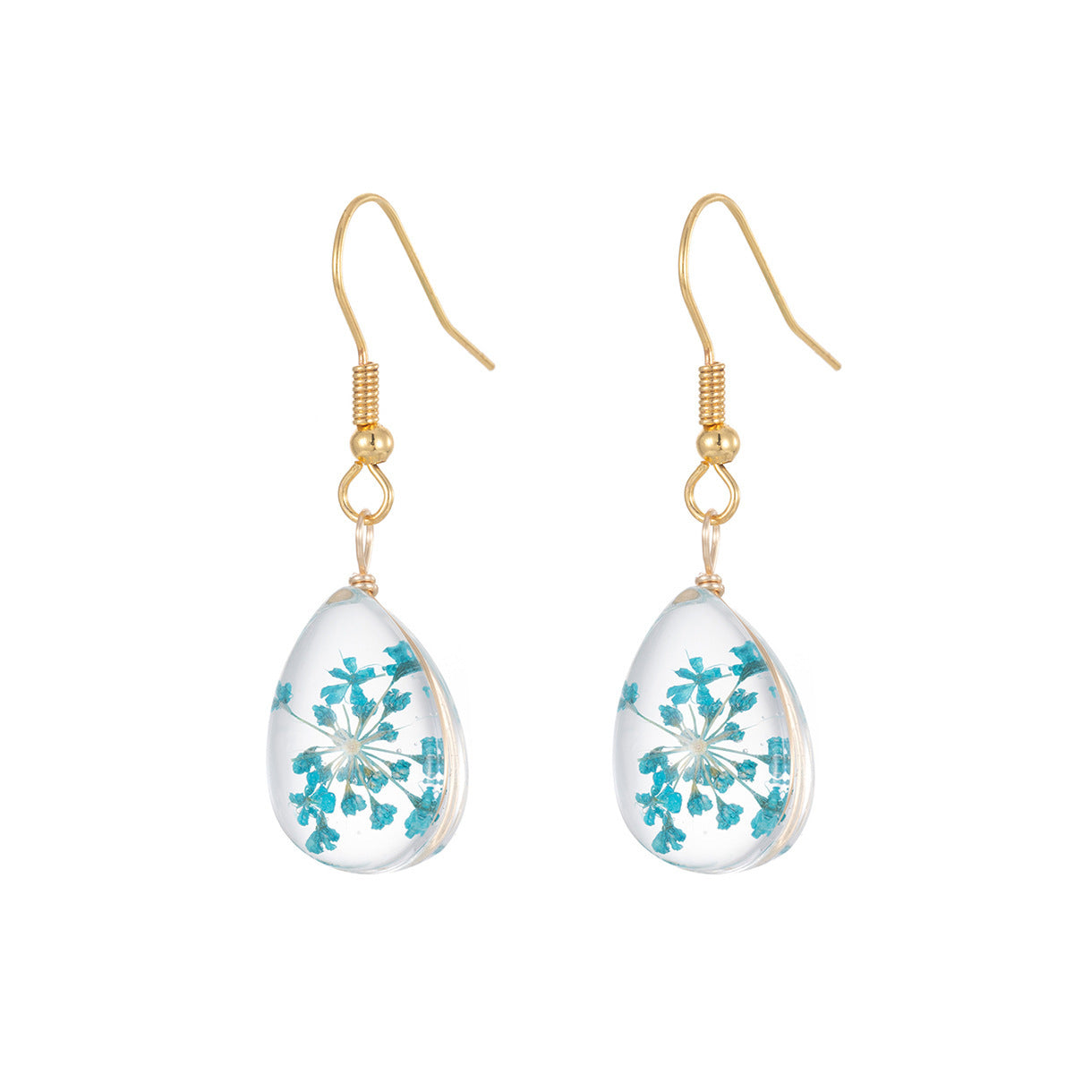 Drop-shaped Transparent Dream Glass Ball Earrings - Sea Blue - electronic accessories