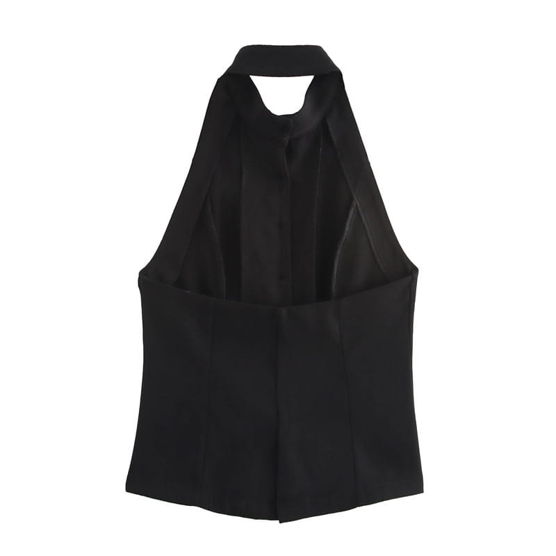 Halter Vest Slit Design Short Skirt