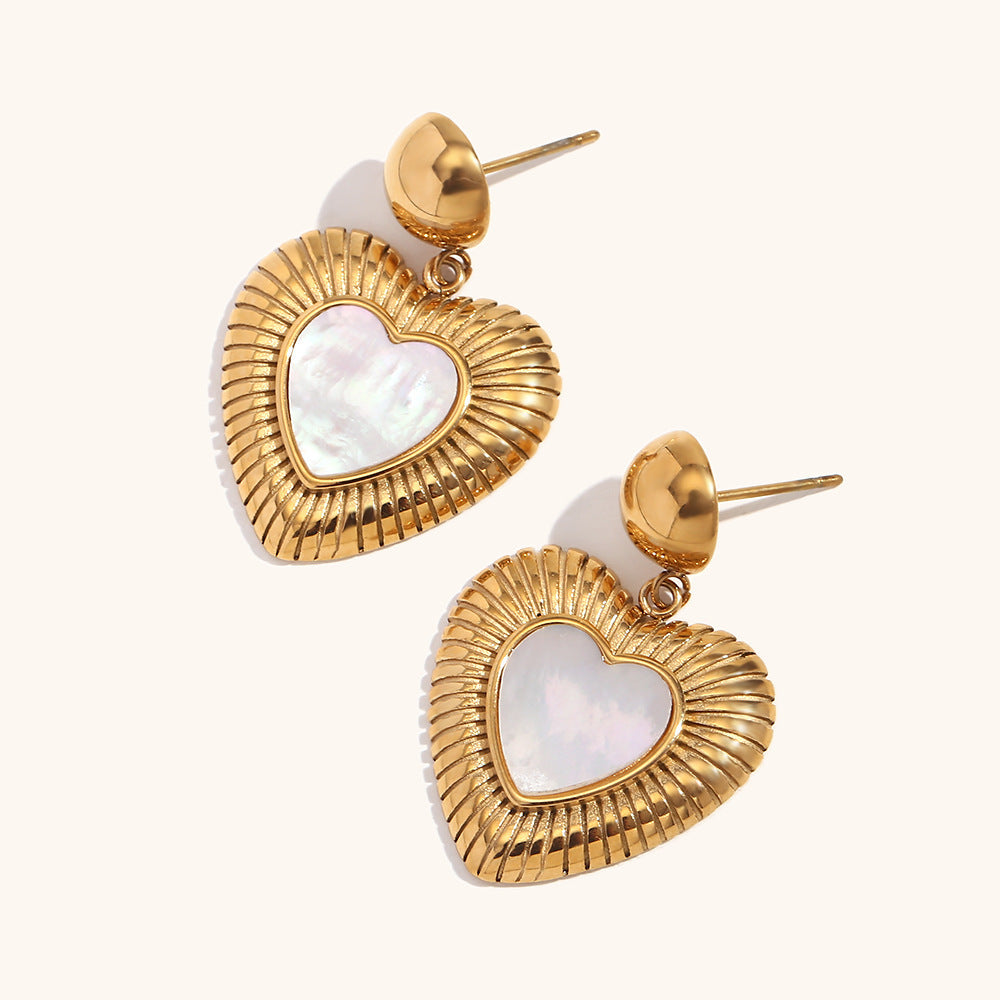 Retro Stainless Steel Gold Shell Light Earrings For Women - Norellé