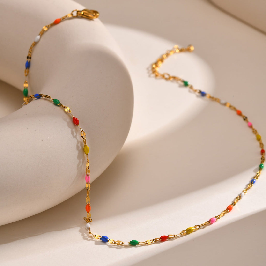 Colored Niche Beads Stainless Steel Lip Chain Necklace - Norellé