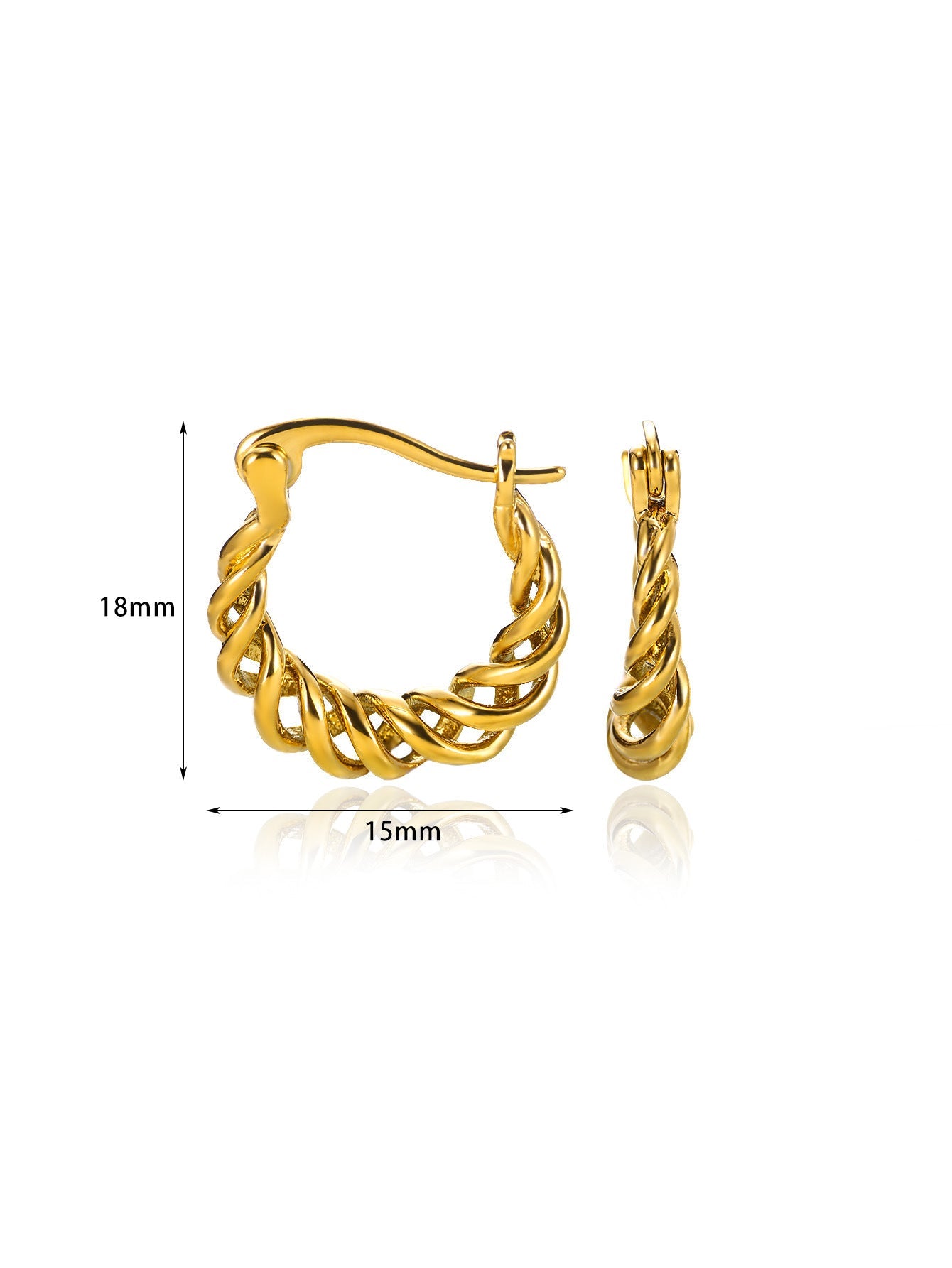 European And American Fashion 18K Gold-plated Square Inlaid Fashion Sense Titanium Steel Earrings - Norellé
