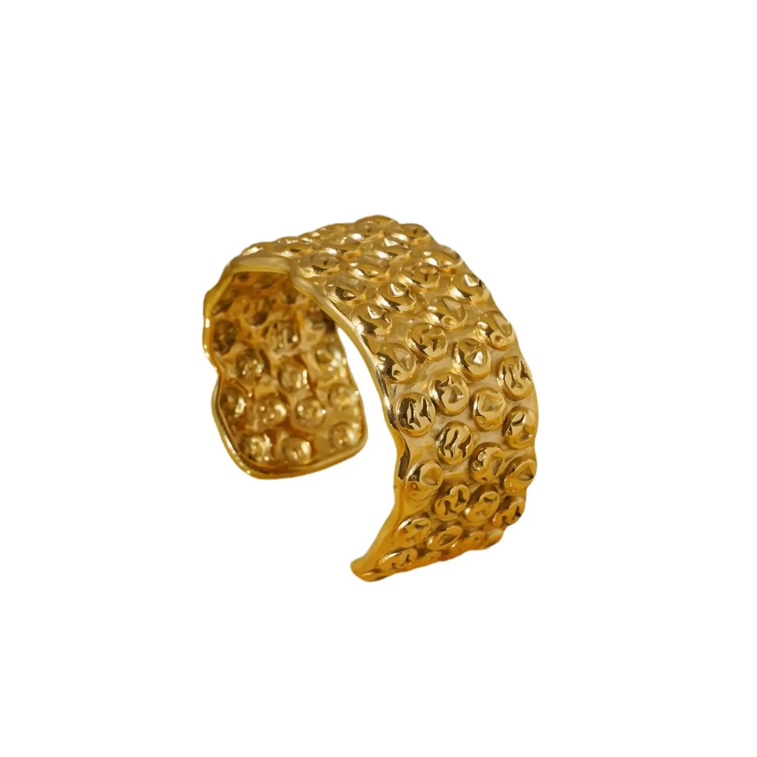 Women’s Titanium Steel Fashion Irregular Geometric Lava Hammered Wide Bracelet