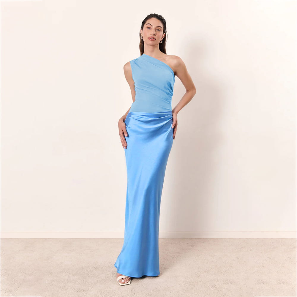 Satin Elegant Slim-fit One-shoulder Dress Sheath