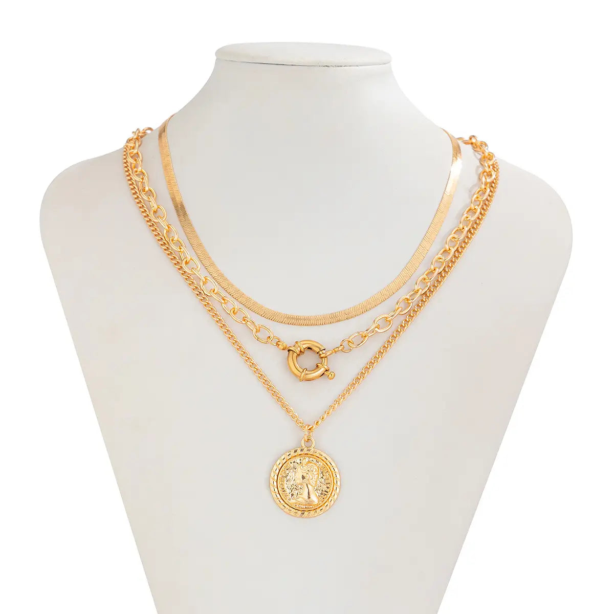 Vintage Ins Portrait Pendant Necklace Suit