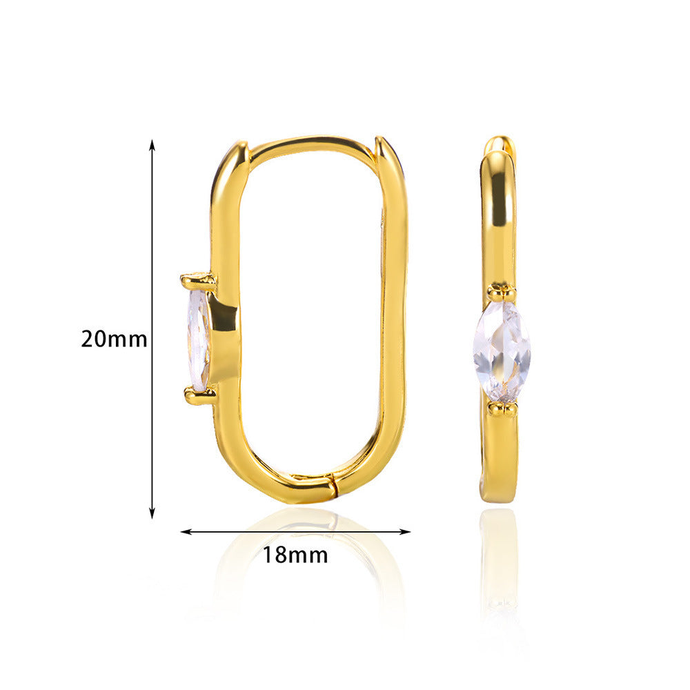 European And American Fashion 18K Gold-plated Square Inlaid Fashion Sense Titanium Steel Earrings - Norellé
