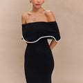 Contrast Color Waist Trimming Ruffles Tube Top Dress - Norellé