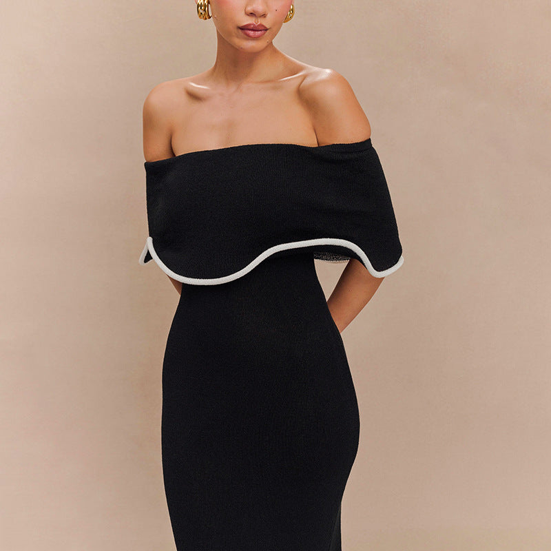 Contrast Color Waist Trimming Ruffles Tube Top Dress - Norellé
