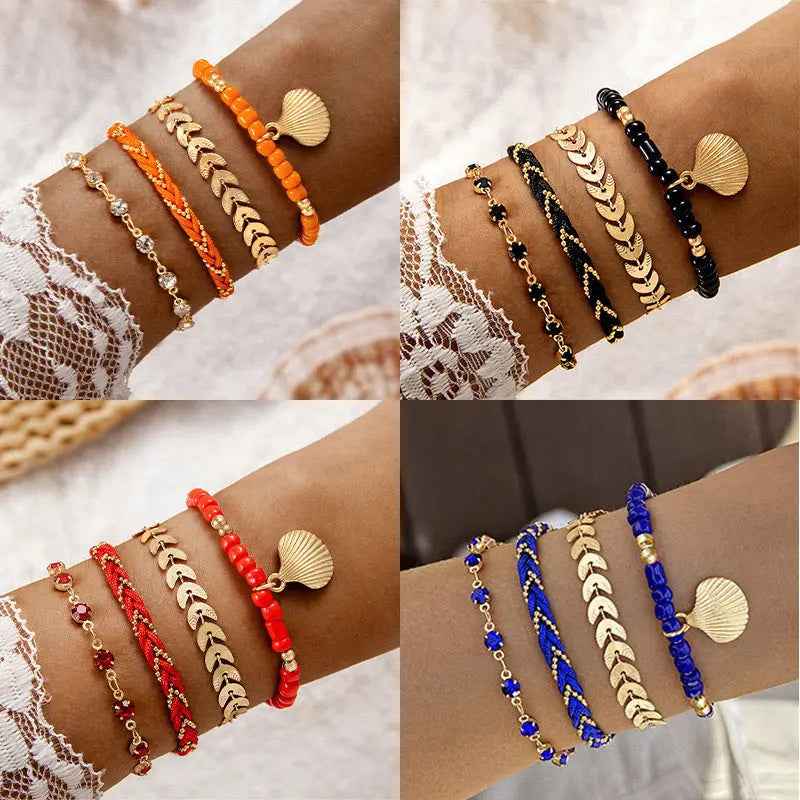 Bohemian Ocean Wind Starfish Shell Pearl Anklet - Norellé