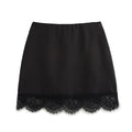 Women's Black Stitching Lace Sheath Skirt - Norellé