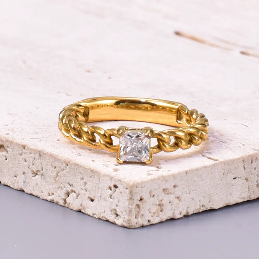 J117 Mixed Batch Chain Style Square Zircon Ring - Norellé