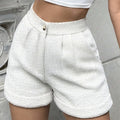 Ladies' Solid Color Linen Small Elegant And Fashionable Shorts - Norellé
