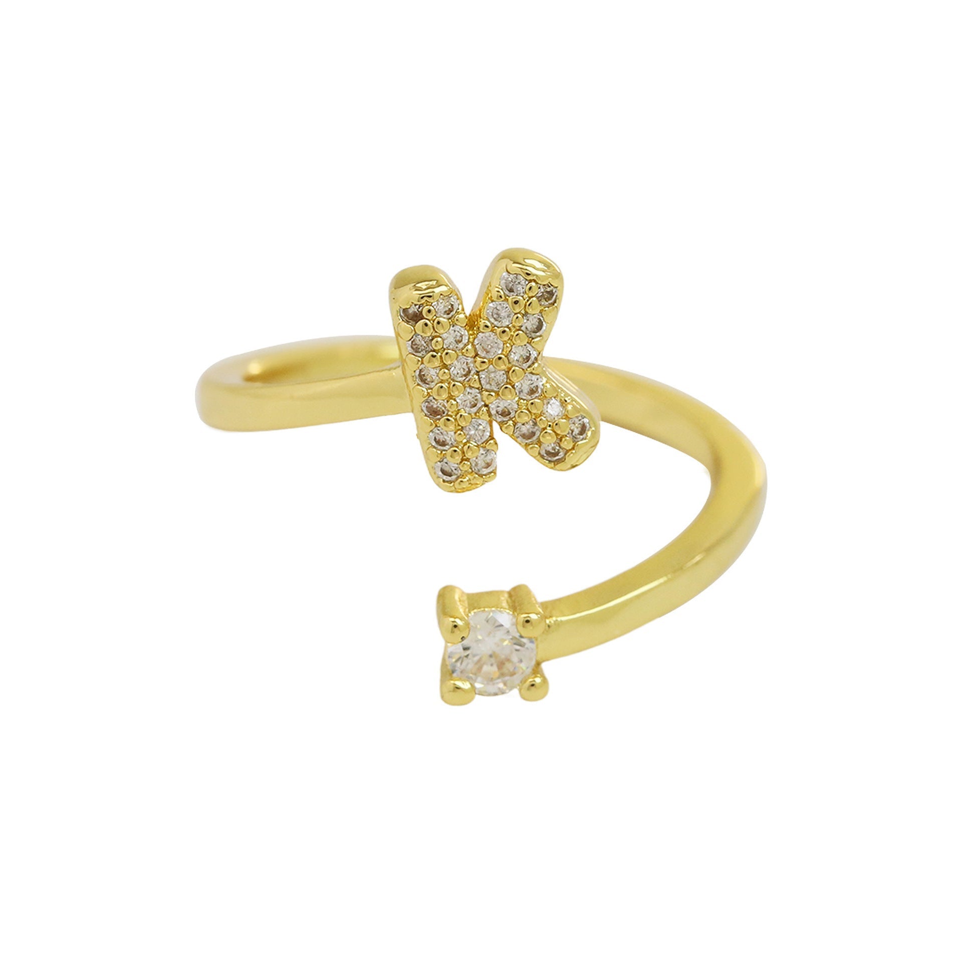 Cute 26 English Letters Open Adjustable Personality Ring - Norellé