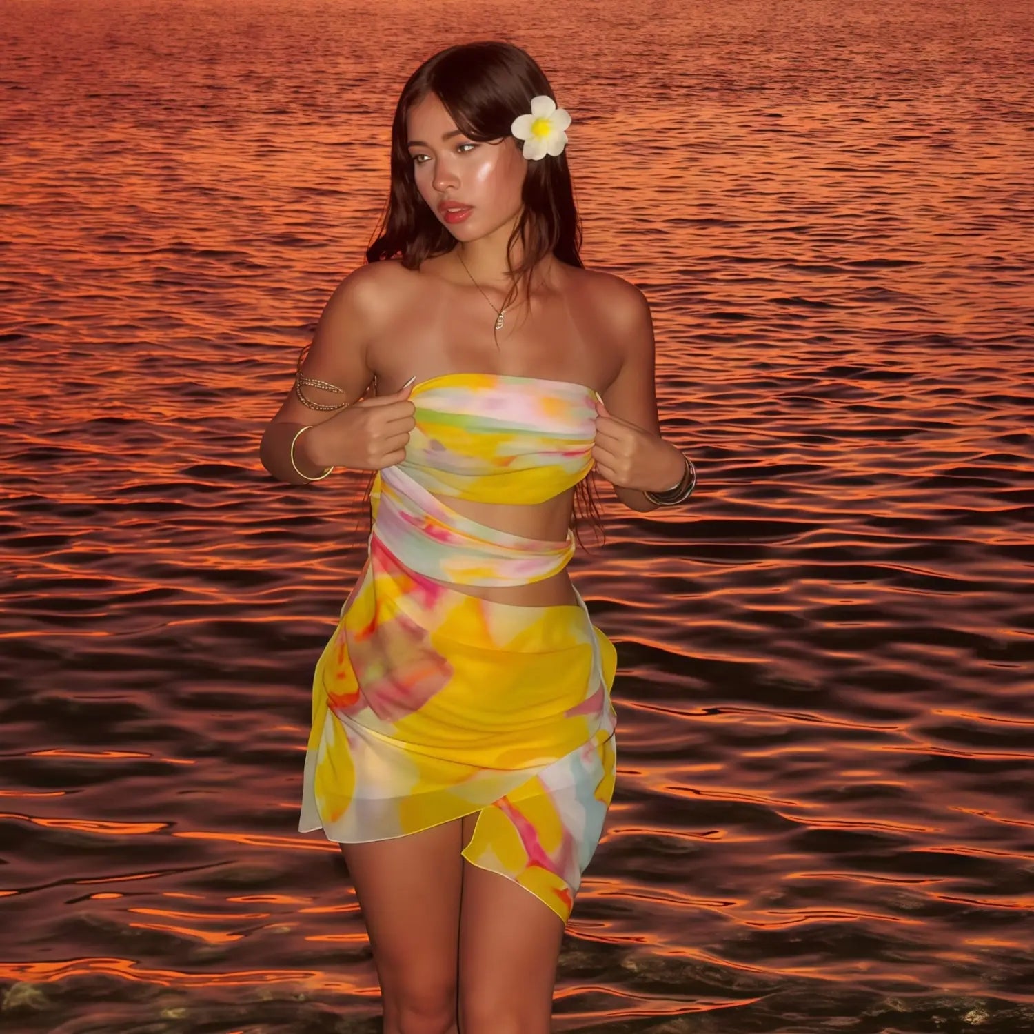 Beach Off-shoulder Tube Top Waist Hip Dress