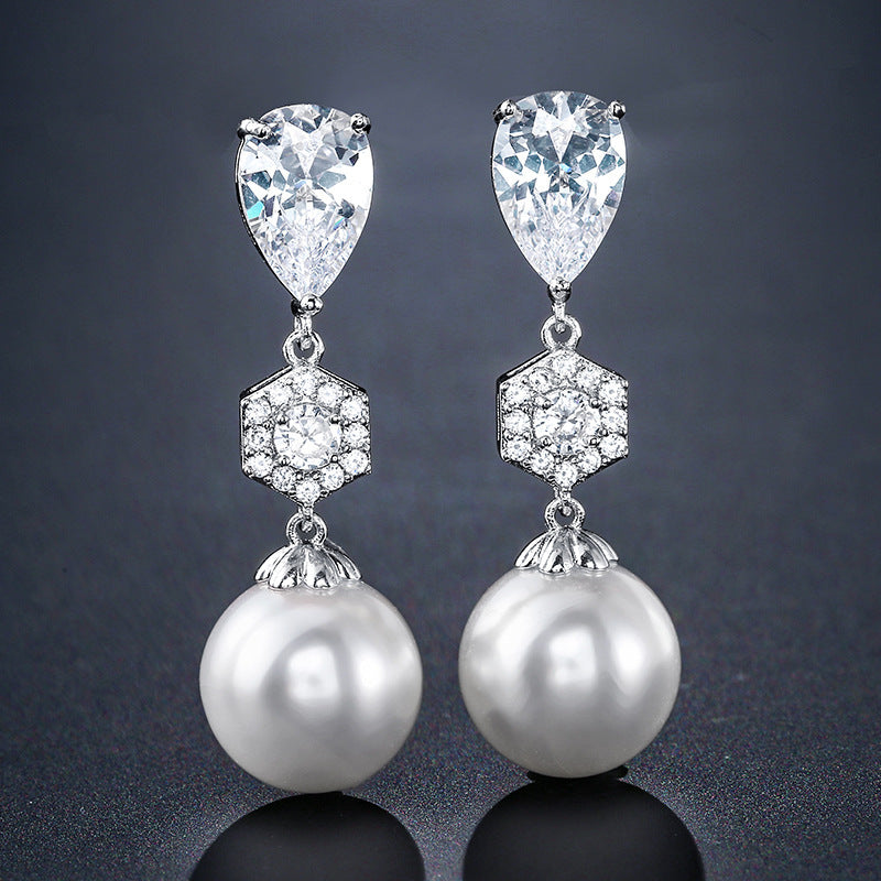 Stylish Water Drop Zircon Earrings Elegant - Norellé
