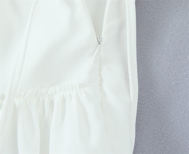 French Elegant Style Casual V-neck Backless Lace Up Halterneck Vest Short Skirt