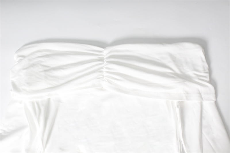 Solid Color French Style Off-shoulder Tube Top Long Sleeve Dress