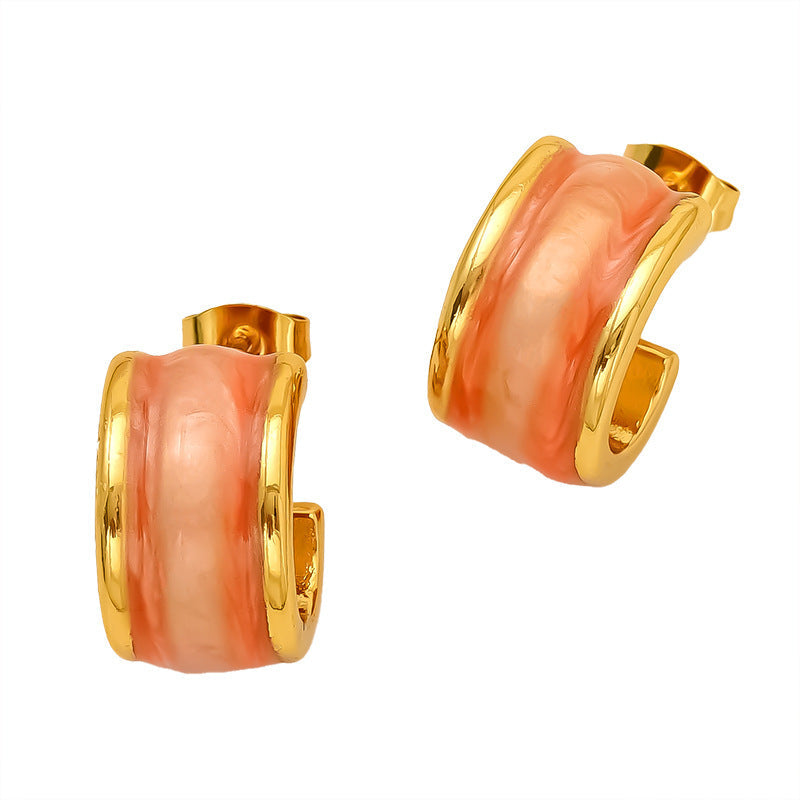 Fashion Stainless Steel Dripping Stud Earrings Women's Simple - Norellé