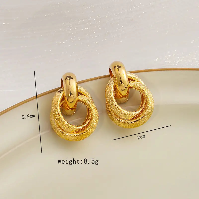 Silver Needle Retro Hoop Earrings