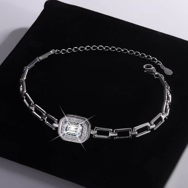S925 Sterling Silver Moissanite Geometric Bracelet