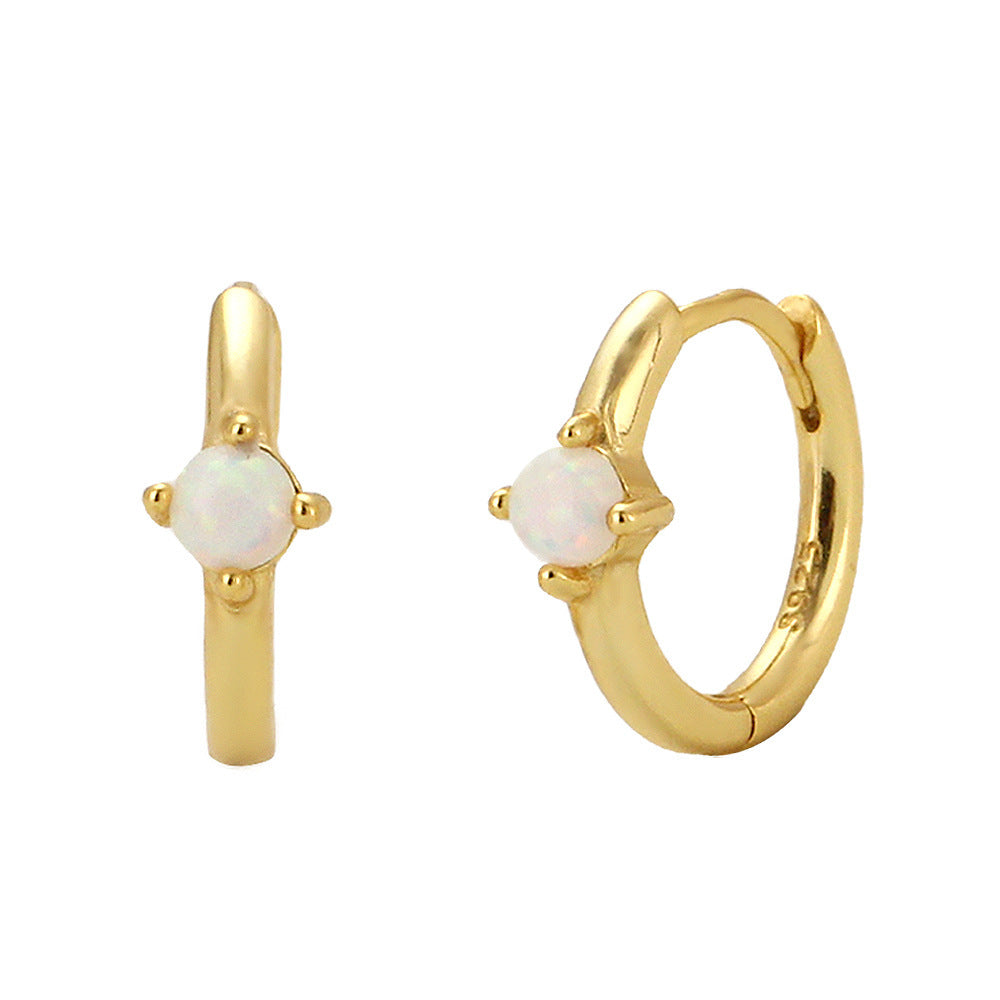 S925 Silver Ins Cold Style Opal Inlaid Ear Ring - Norellé