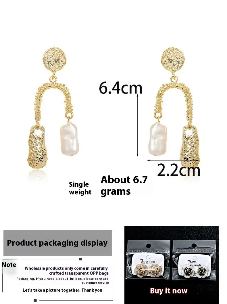 Natural Baroque Pearl Earrings Women’s Elegant U-shaped