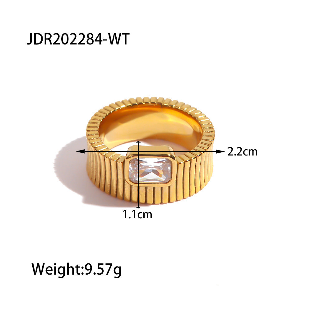 Non-fading Square Diamond Vertical Pattern Ring Retro Rib - Norellé