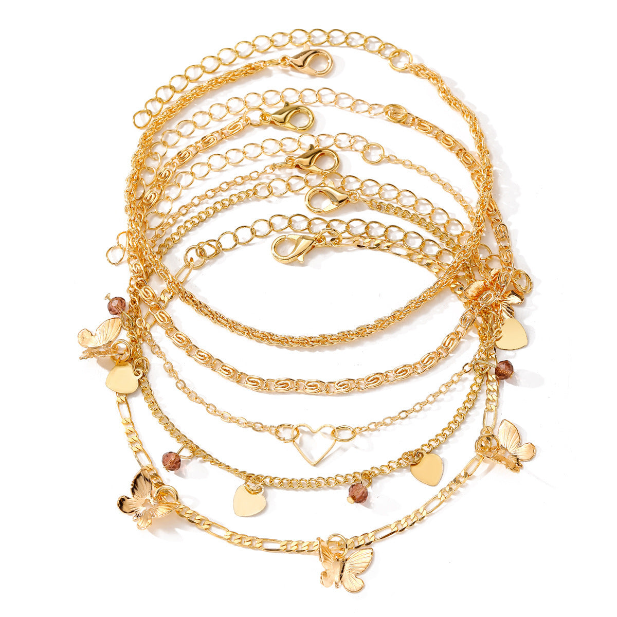 Butterfly Summer Beach Style Anklet Five-piece Set - Norellé
