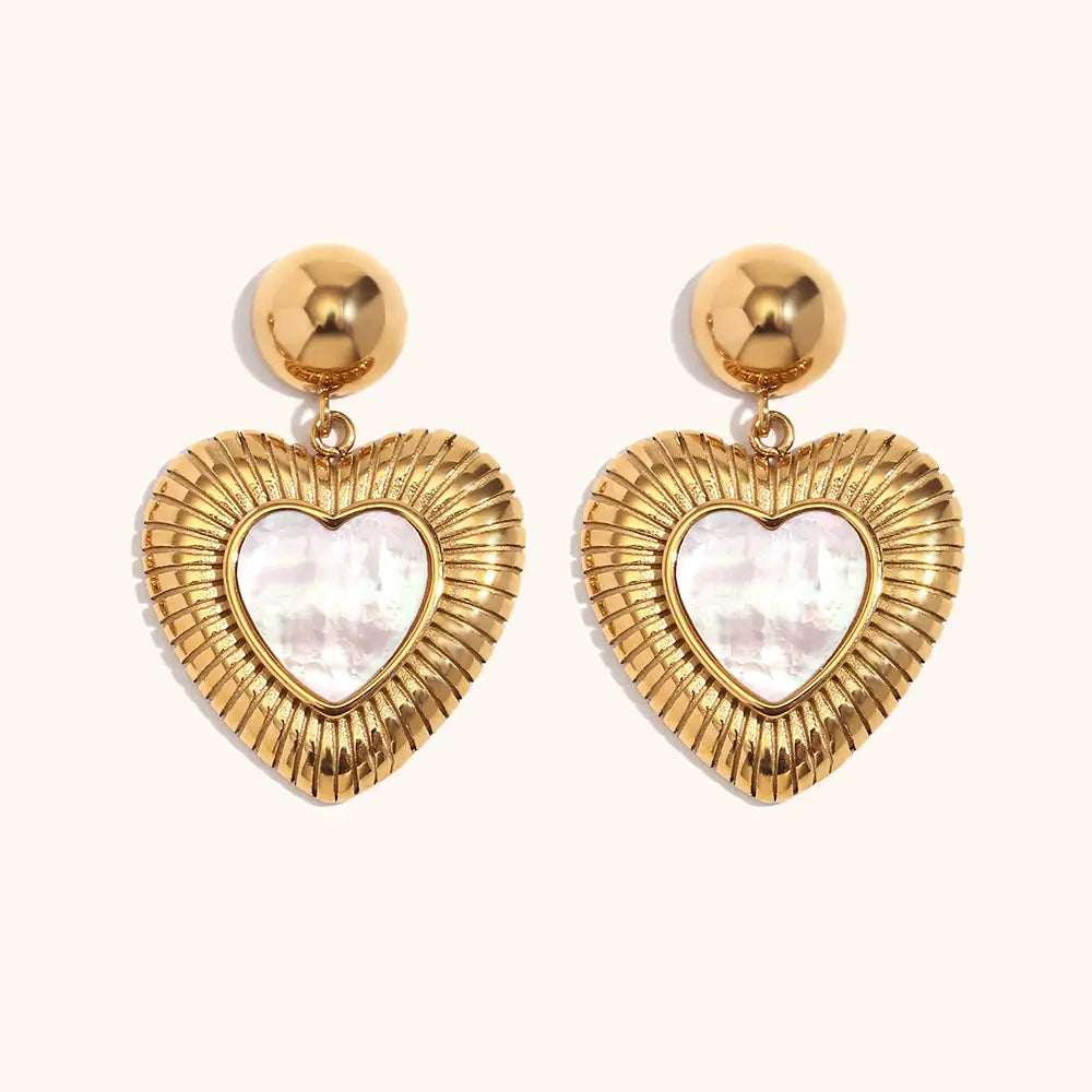 Retro Stainless Steel Gold Shell Light Earrings For Women