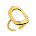 Stainless Steel Pearl Hollow Geometry Open Ring - Norellé