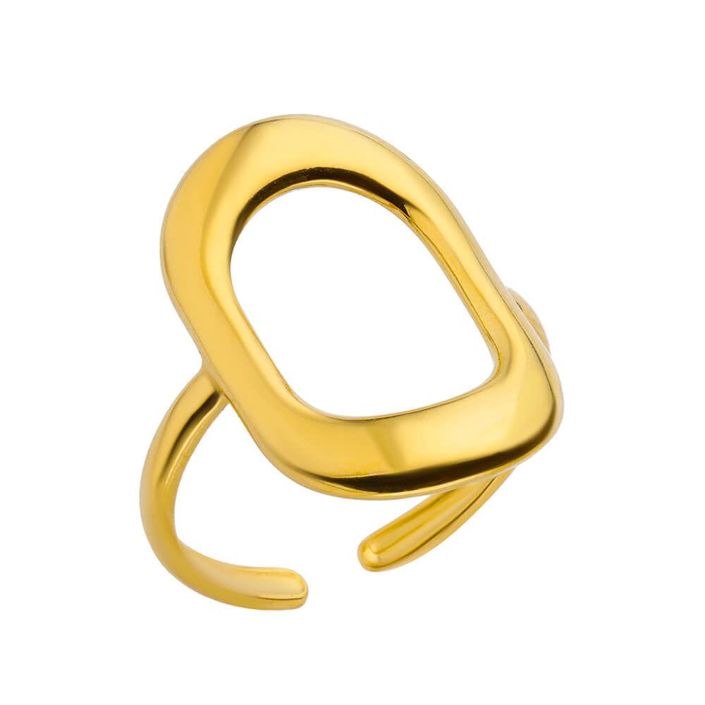 Stainless Steel Pearl Hollow Geometry Open Ring - Norellé