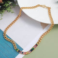 Design Color Zircon Copper Double Necklace - Norellé