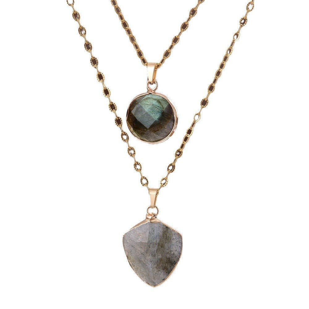 Moonstone Pendant Double Chain Necklace - Norellé