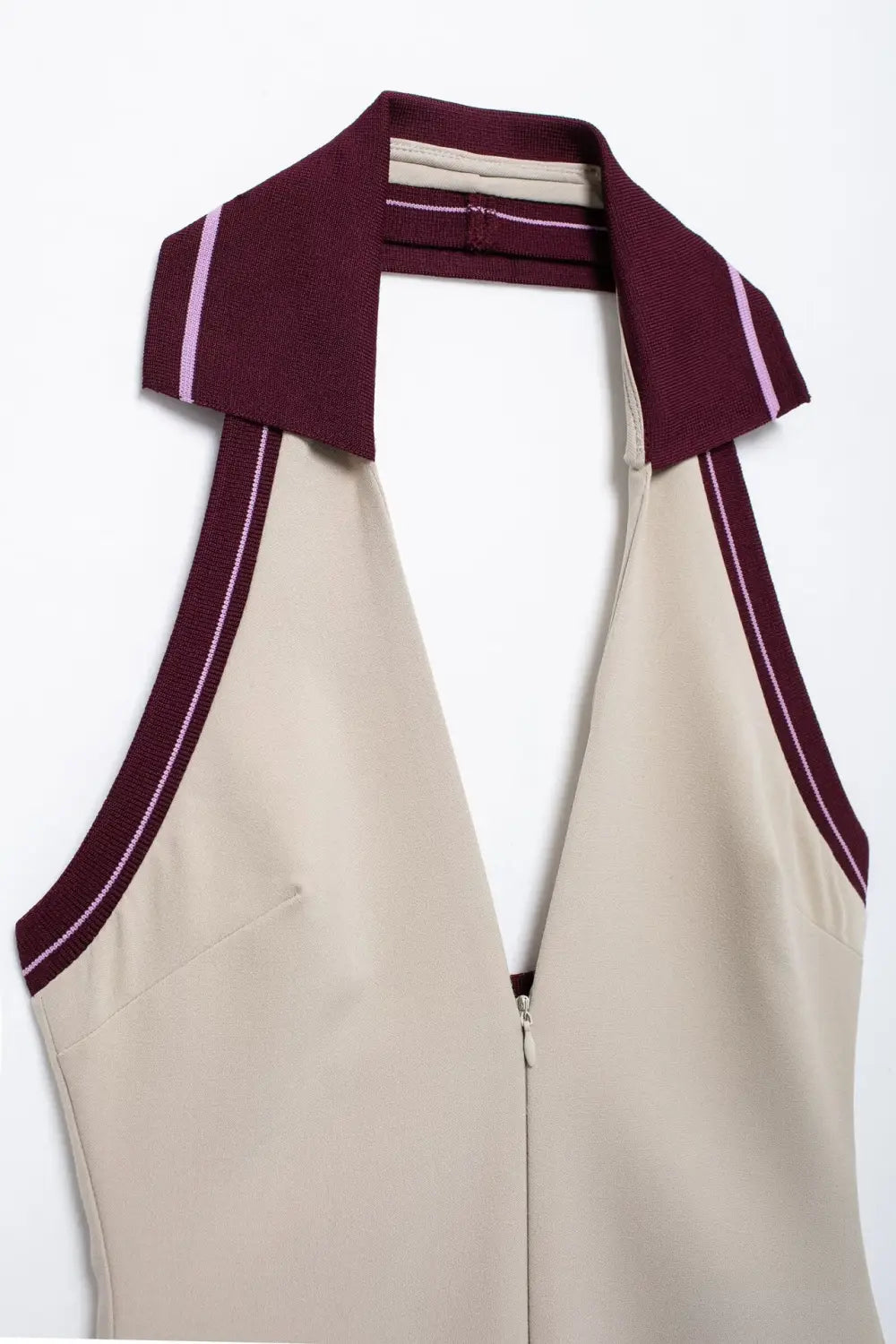 Women’s Stitching Stripe Decorative Rib Halter Dress