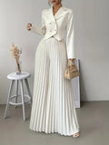 Top Set Long Sleeved Pleated Skirt - Norellé