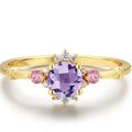 Beautiful Vintage Flowers Curtain-like Yarn Amethyst Ring Set - Norellé