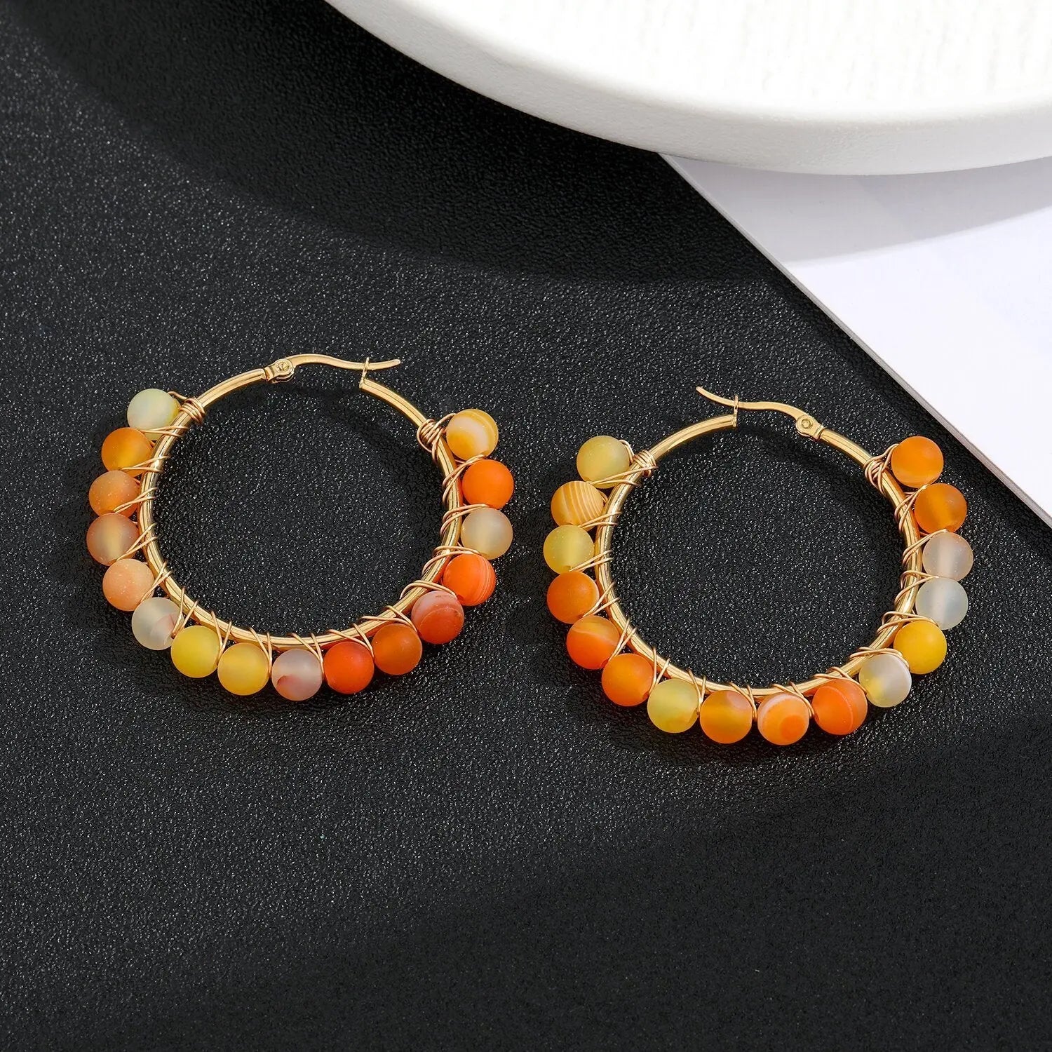 Natural Stone Stainless Steel Winding Earrings - Norellé
