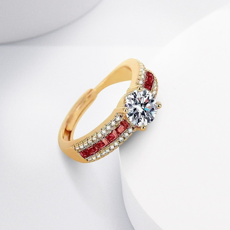 Zircon Micro-inlaid Starry Ring Champagne Gold Diamond Ring For Women - Norellé