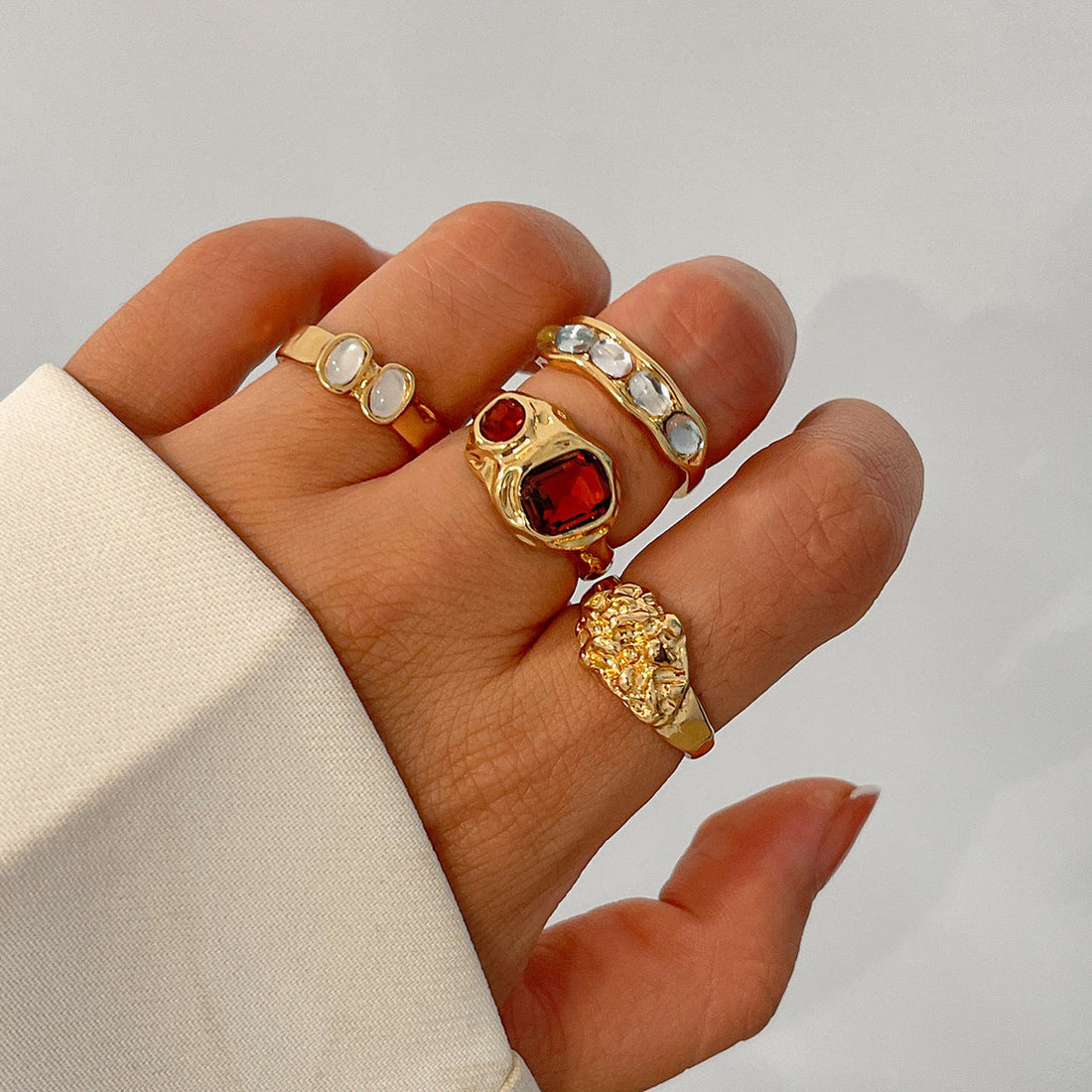 Geometric Diamond Gemstone Ring Suit Women - Norellé